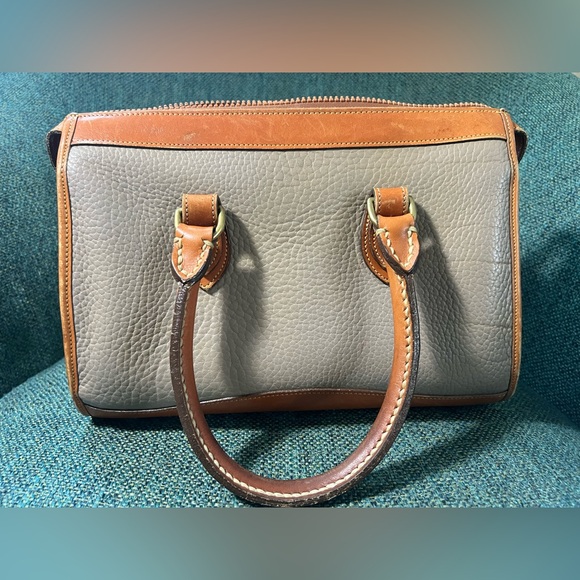 Vintage Dooney & Bourke Brown and Tan All Weather Leather Satchel - Picture 4 of 11